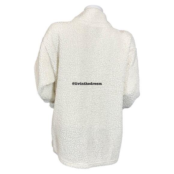 #T5  Victoria's Secret Pink Sherpa Boyfriend Quarter Zip Sweater Pullover M $79 - Picture 9 of 16